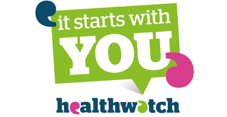 White text on a green speech bubble reads: it starts with you. The Healthwatch logo is below