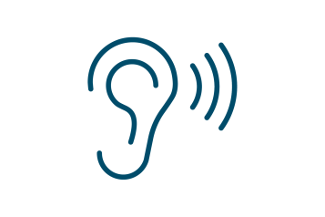 Blue ear listening icon