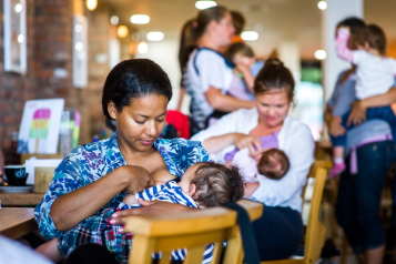 A mother at a breastfeeding support drop-in centre.